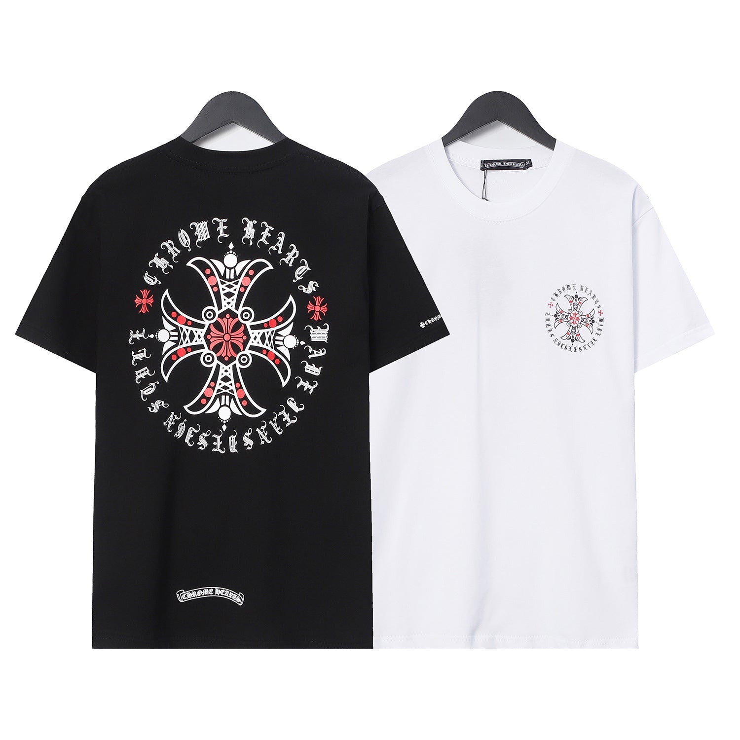 Chrome Heart T Shirts Croix Cross Leather Printed Short Sleeve T-Shirt