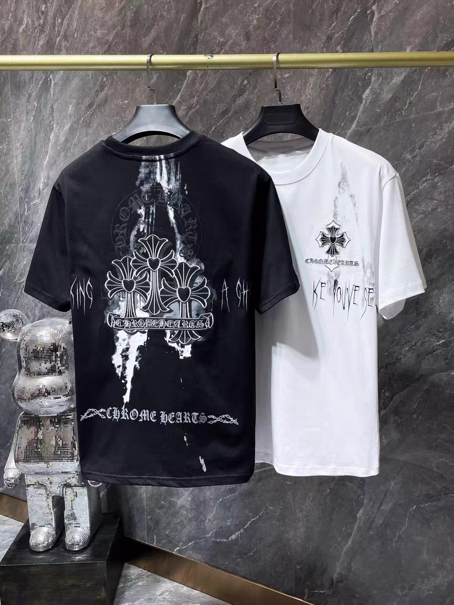 Chrome Heart T Shirts Sanskrit Half Sleeve Crew Neck Short Sleeve Casual