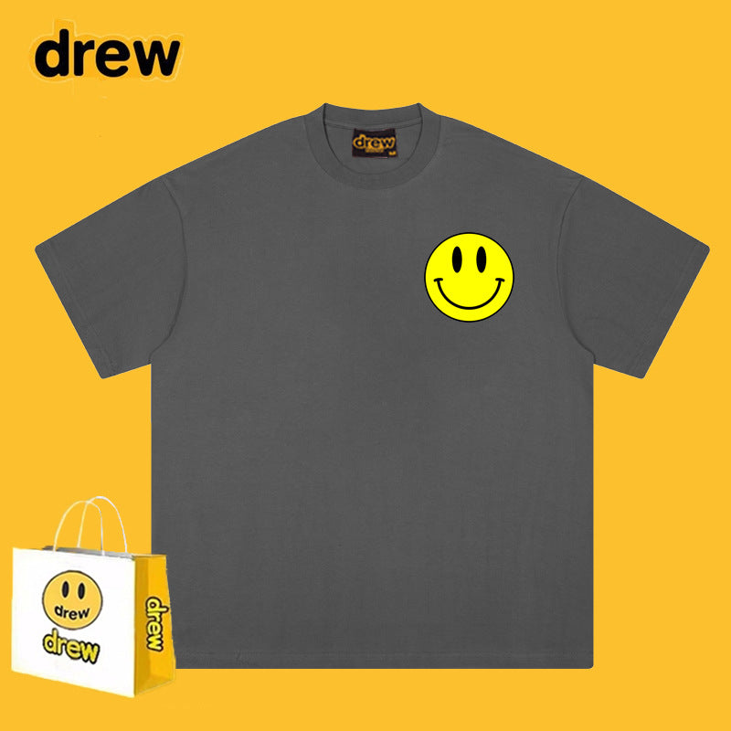 Drew T-shirts Smiley Face Print Short Sleeve Loose