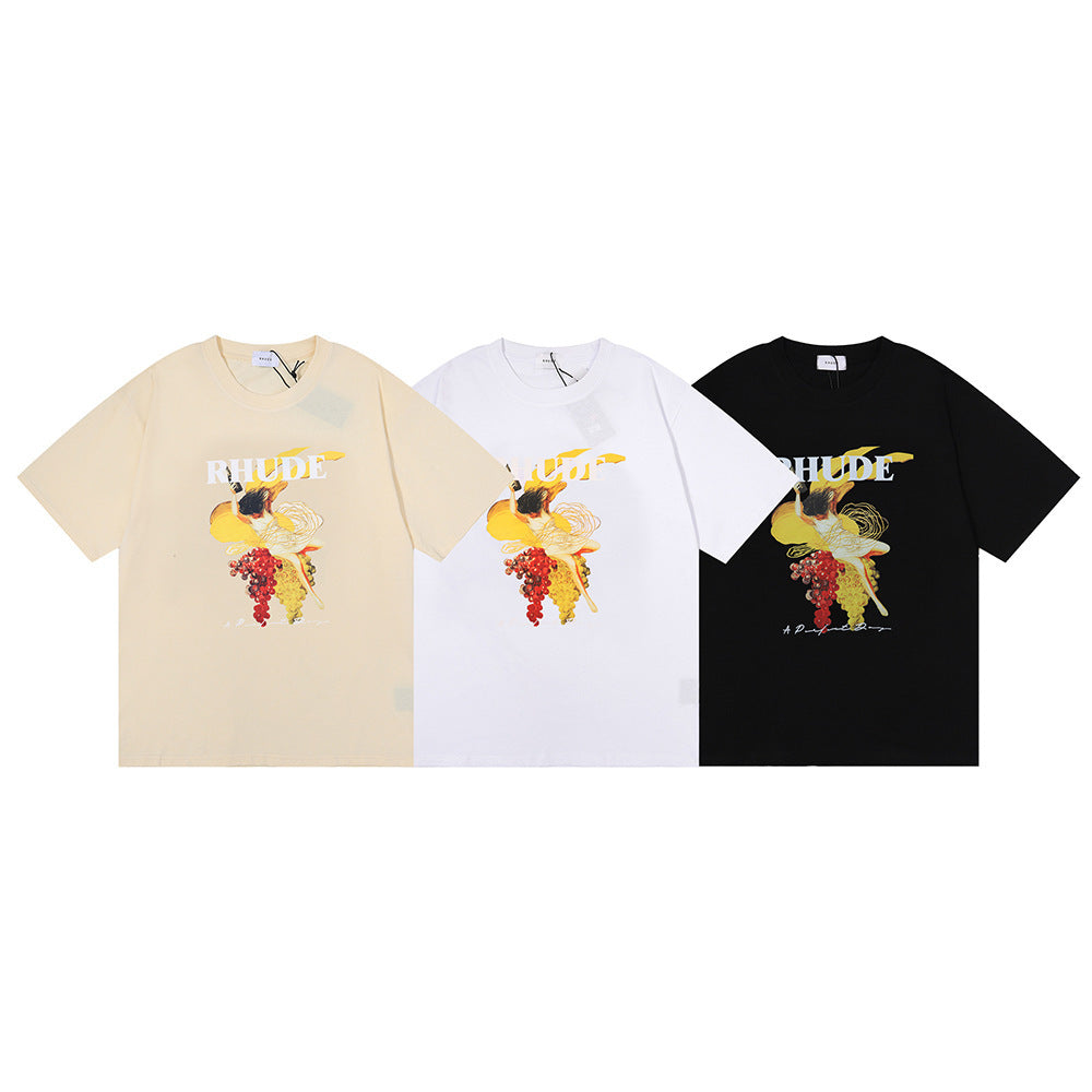Rhude T-shirt Micro Label Alphabet Art Abstract Short Sleeve T-shirt