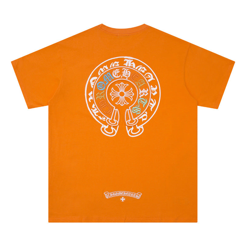 Chrome Heart T Shirts Horseshoe Patch Embroidery Short Sleeve T-Shirt