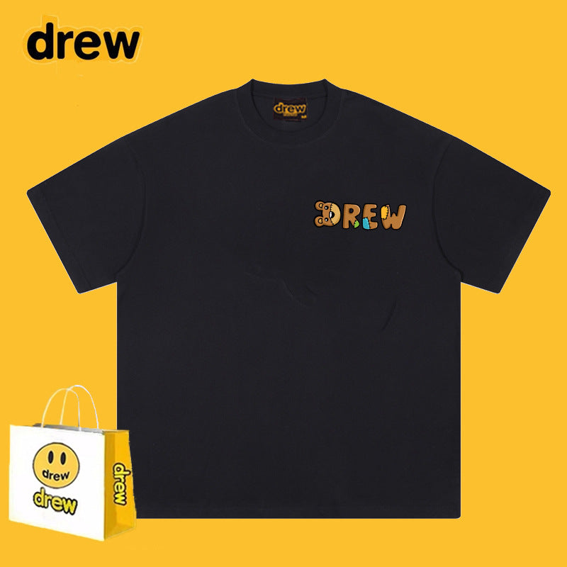 Drew T-shirts Short Sleeve Letter Cotton T-shirt Loose