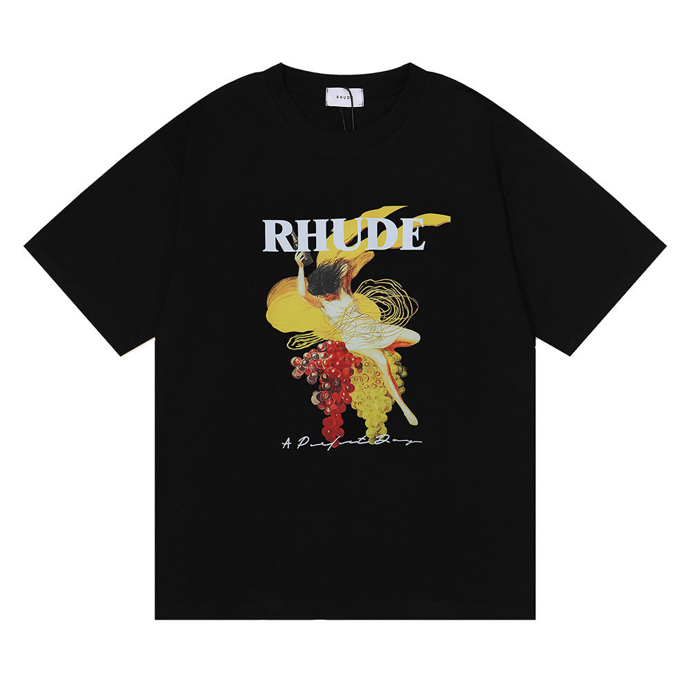Rhude T-shirt Micro Label Alphabet Art Abstract Short Sleeve T-shirt
