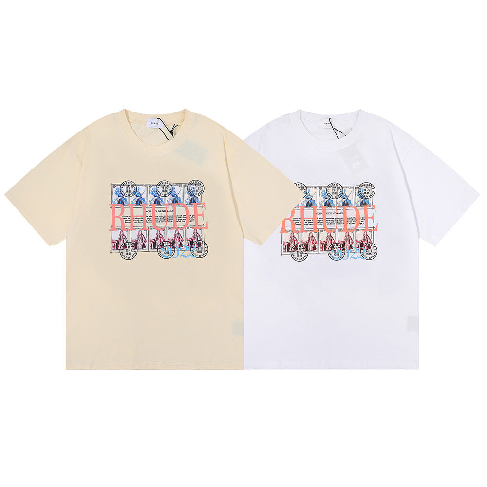 Rhude T-shirt Stamp Seal Coconut Tree Print Short Sleeve T-shirt