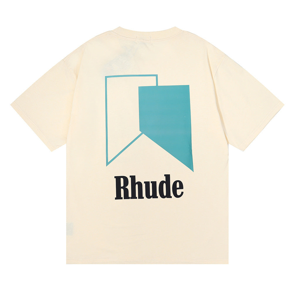 Rhude T-shirt Micro Standard Geometric Square Color Matching Printed Short Sleeve T-shirt