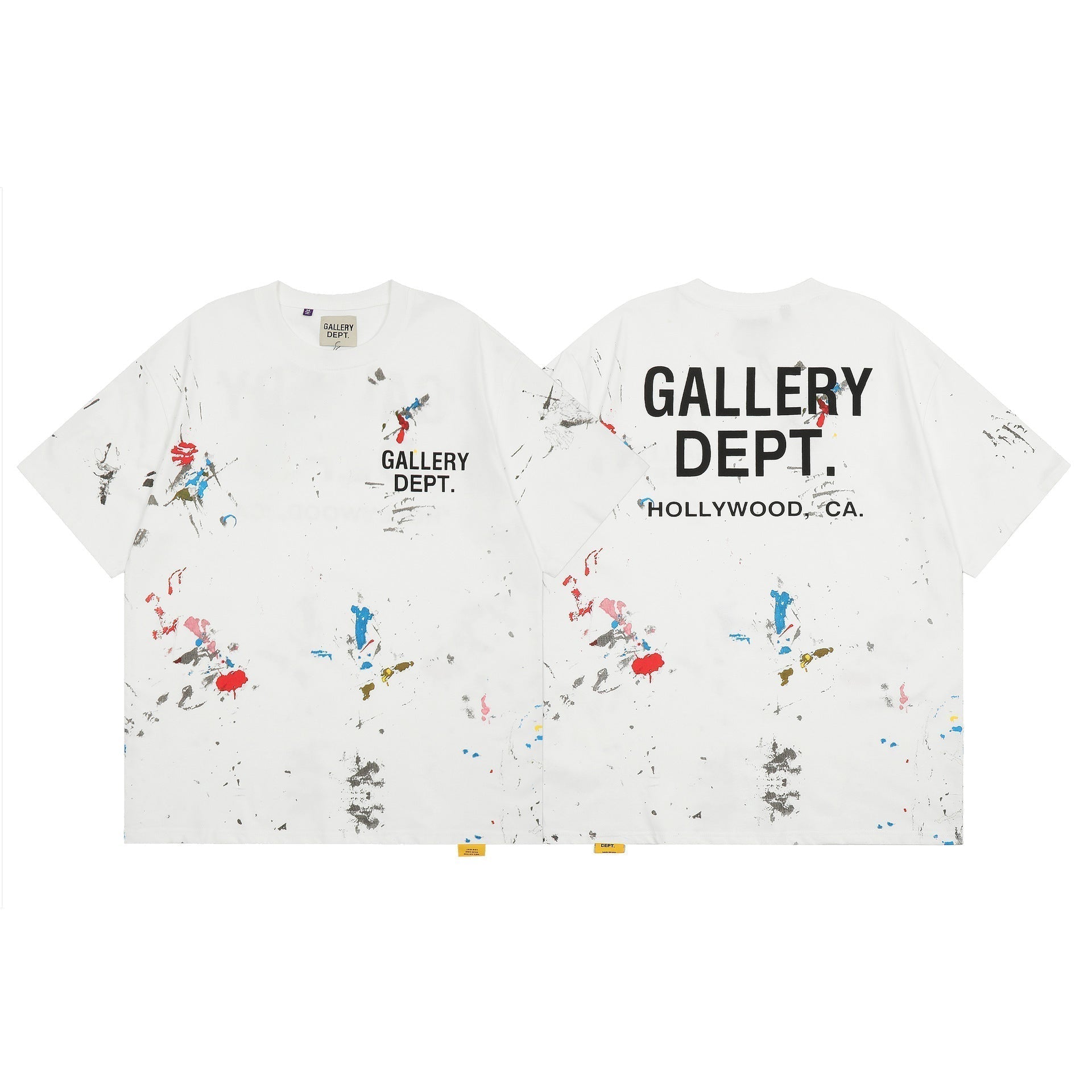 Gallery Dept T-Shirt Color Hand Painted Splash Ink Letter Print Short Sleeve T-Shirt