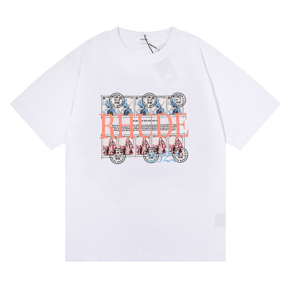 Rhude T-shirt Stamp Seal Coconut Tree Print Short Sleeve T-shirt