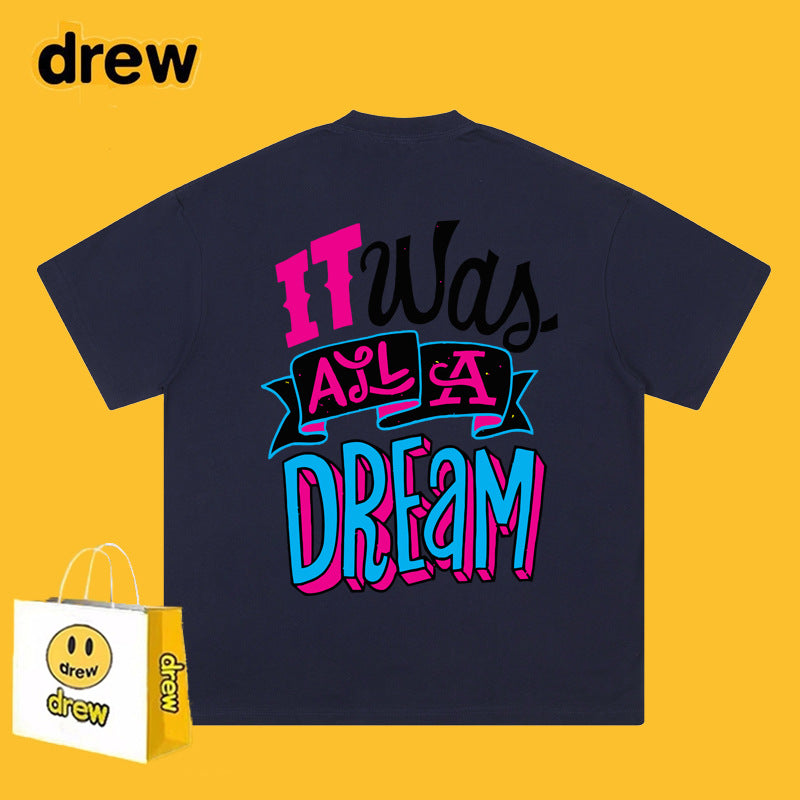 Drew T-shirts Smiley Face Printing Couple High Street