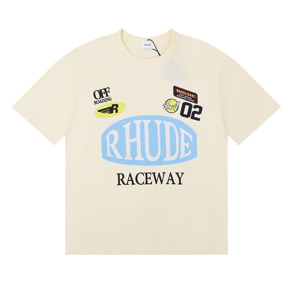 Rhude T-shirt Racing Track Letter Print Short Sleeve T-shirt