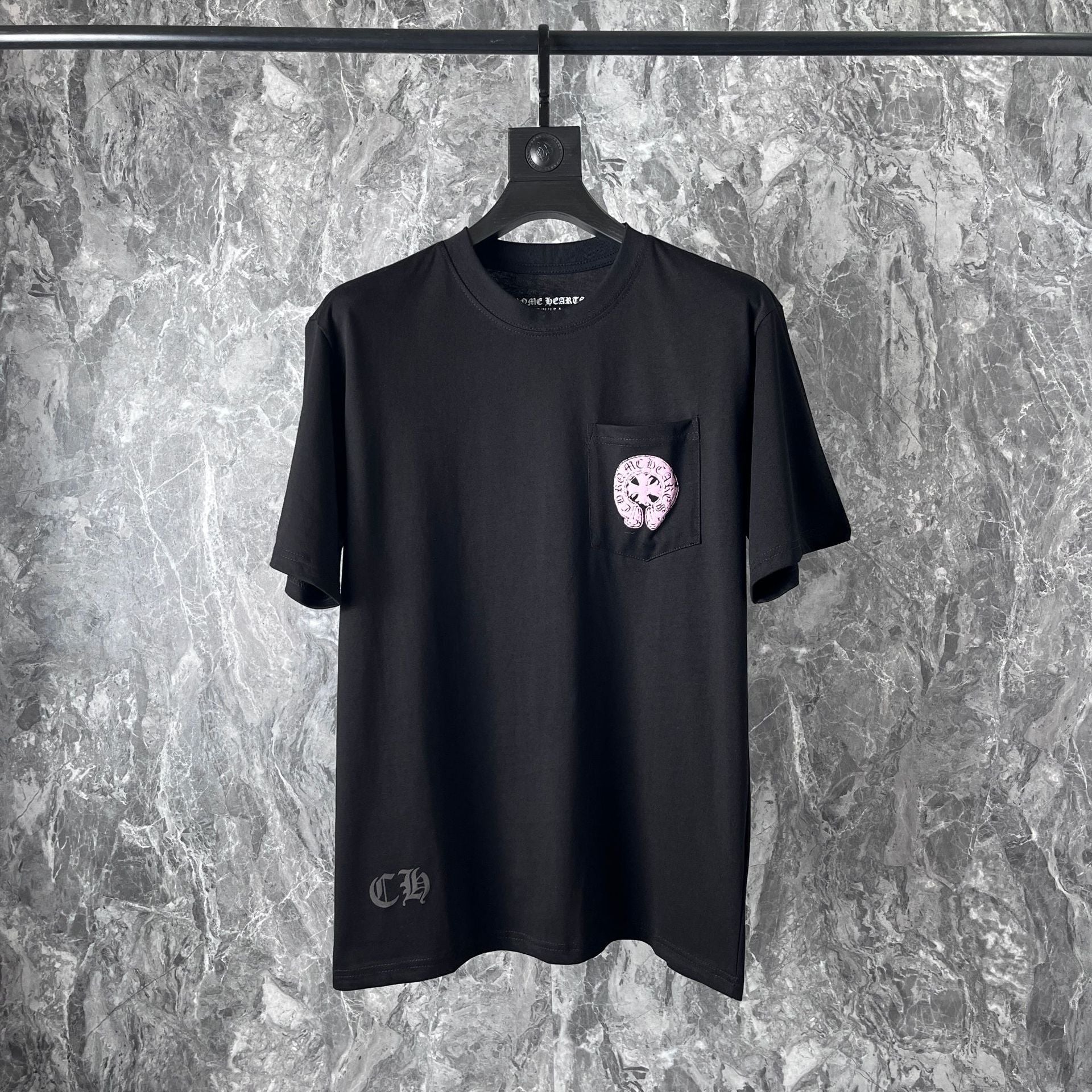 Chrome Heart T Shirts Pink Sanskrit Leather Short Sleeve T-Shirt