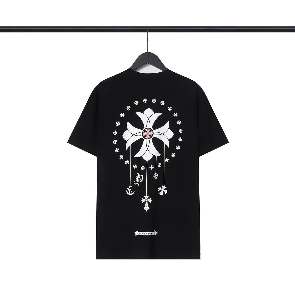 Chrome Heart T Shirts Cross Casual Loose Cotton Crew Neck T-Shirt