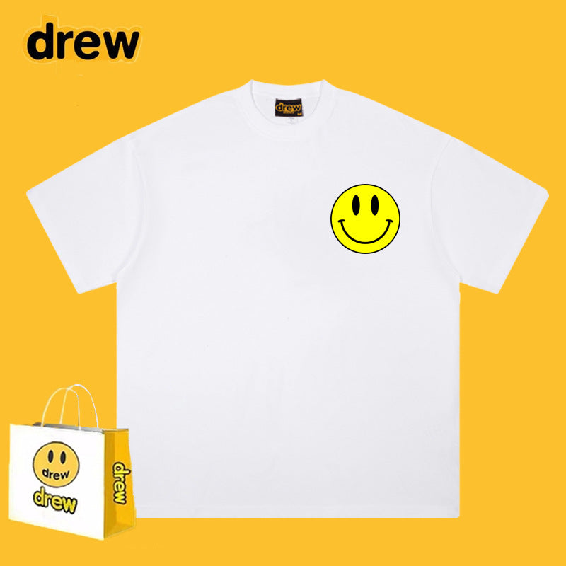 Drew T-shirts Smiley Face Print Short Sleeve Loose