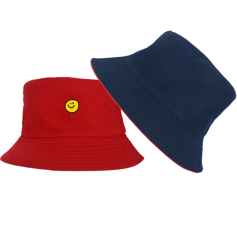 Drew House Justin Bieber Hat Bucket Hat Fishing Cap Cotton Print Fisherman Hat Smiling Face Bucket Hat Female Summer Outdoor Sun Hat