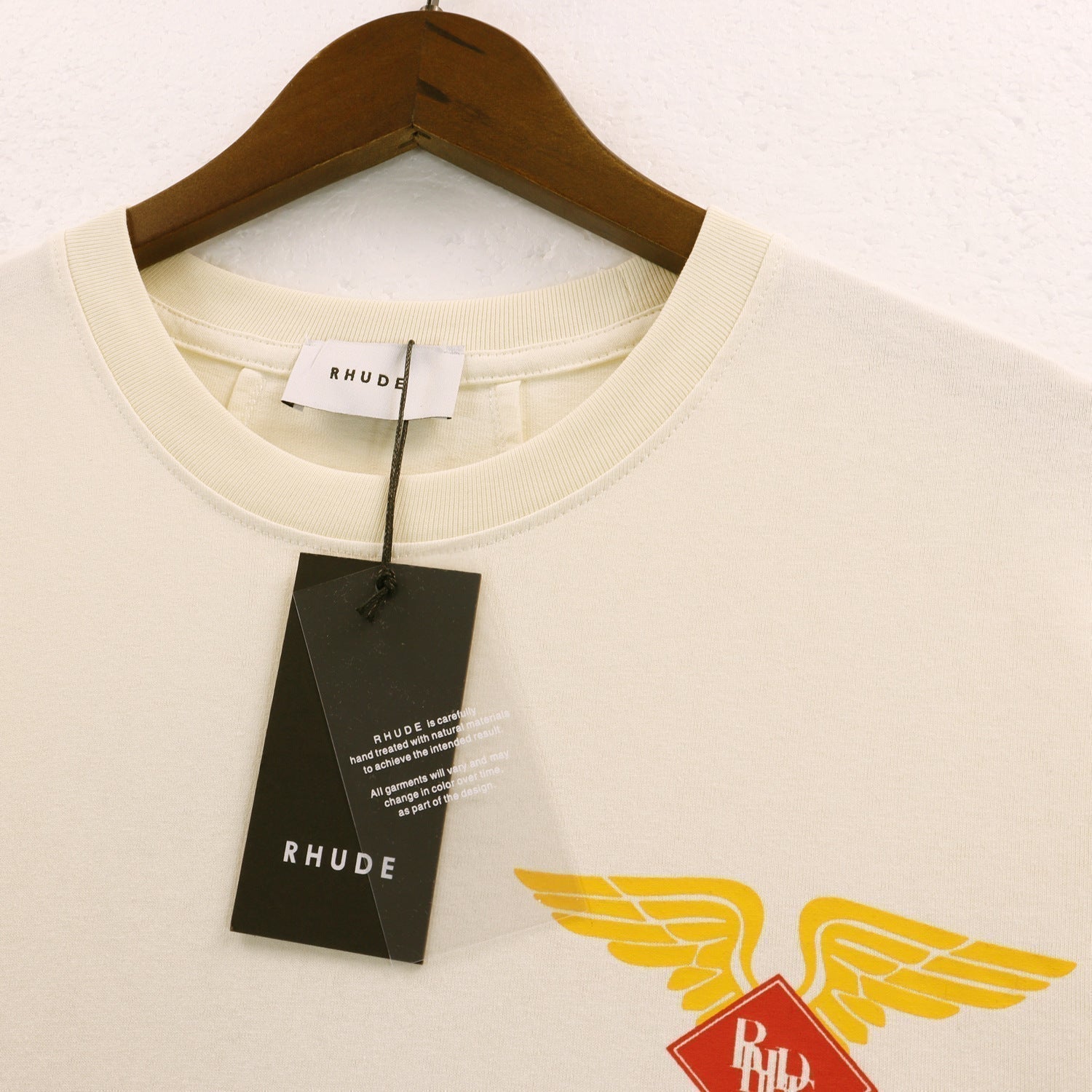 Rhude T-shirt Label Wings Alphabet Earth Print Short Sleeve T-shirt