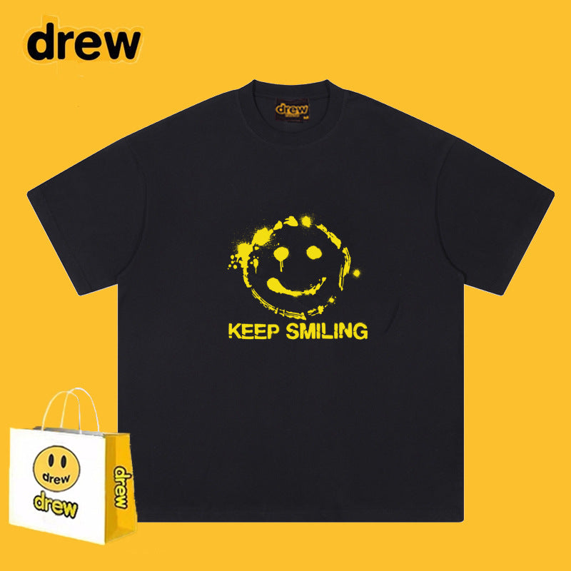 Drew T-shirts Smiley Face Short Sleeve Fashion Printed T-shirt