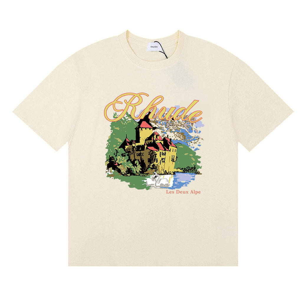 Rhude T-shirt Ski Theme Letter Print Short Sleeve T-shirt