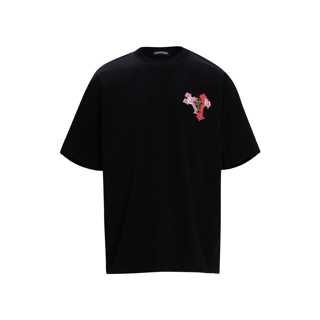 Chrome Heart T Shirts Sanskrit Rainbow Cross Foam Short Sleeve T-Shirt