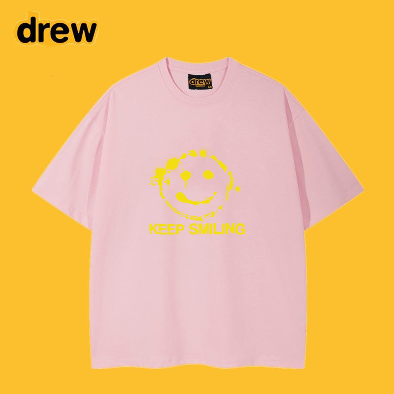 Drew T-shirts Smiley Face Short Sleeve Fashion Printed T-shirt