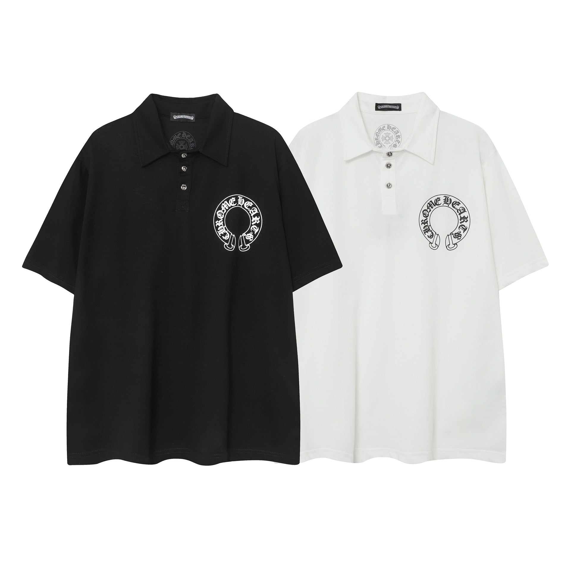 Chrome Heart T Shirts Sanskrit horseshoe print polo shirt short sleeve