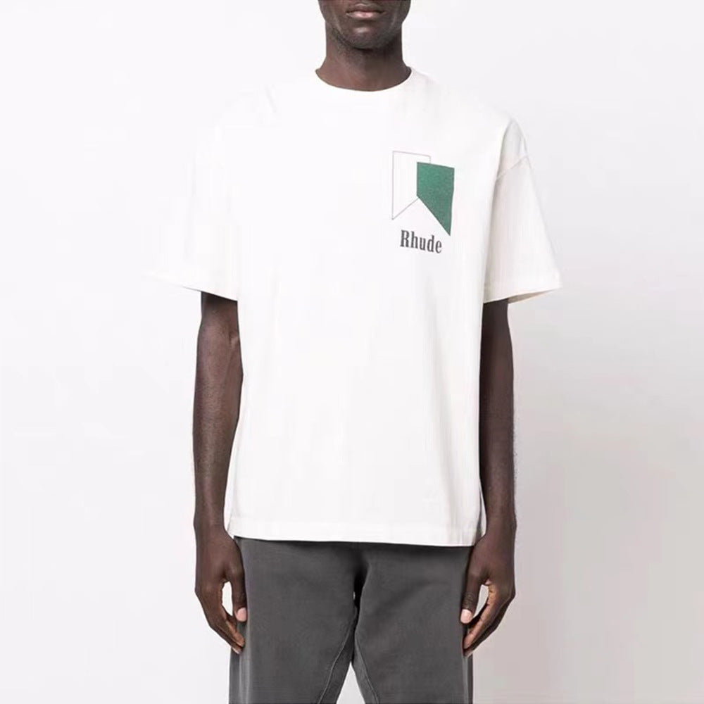 Rhude T-shirt Micro Standard Geometric Square Color Matching Printed Short Sleeve T-shirt