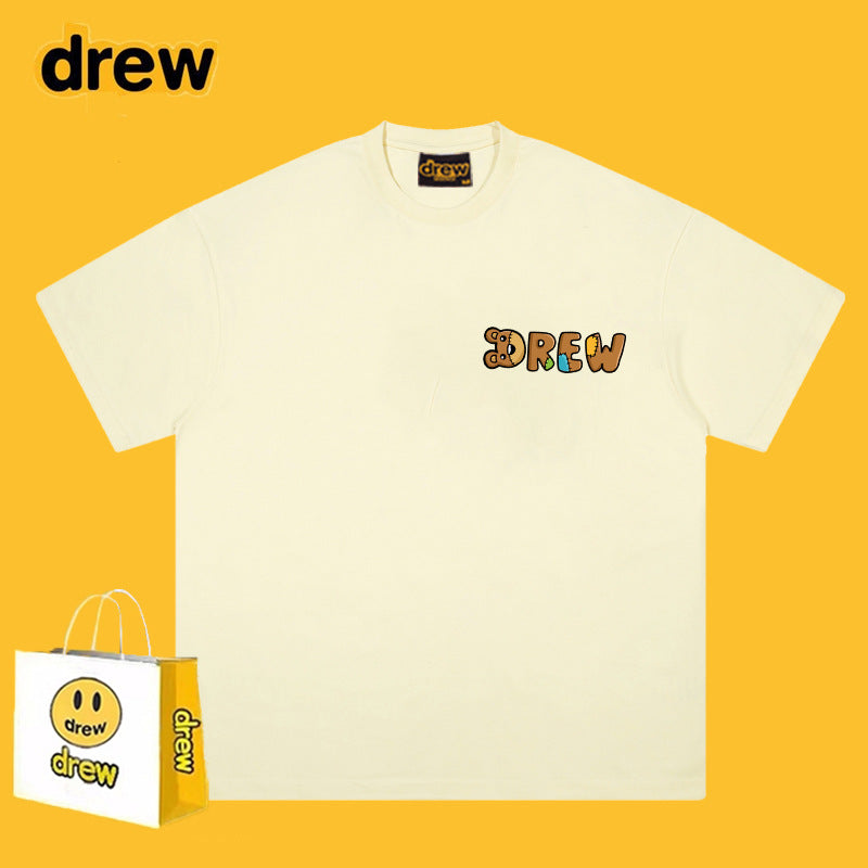 Drew T-shirts Short Sleeve Letter Cotton T-shirt Loose