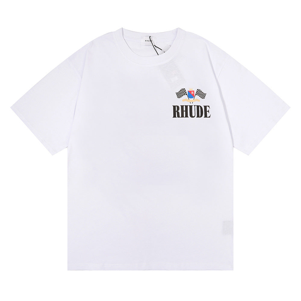 Rhude T-shirt Alphabet Flag Print Short Sleeve T-shirt