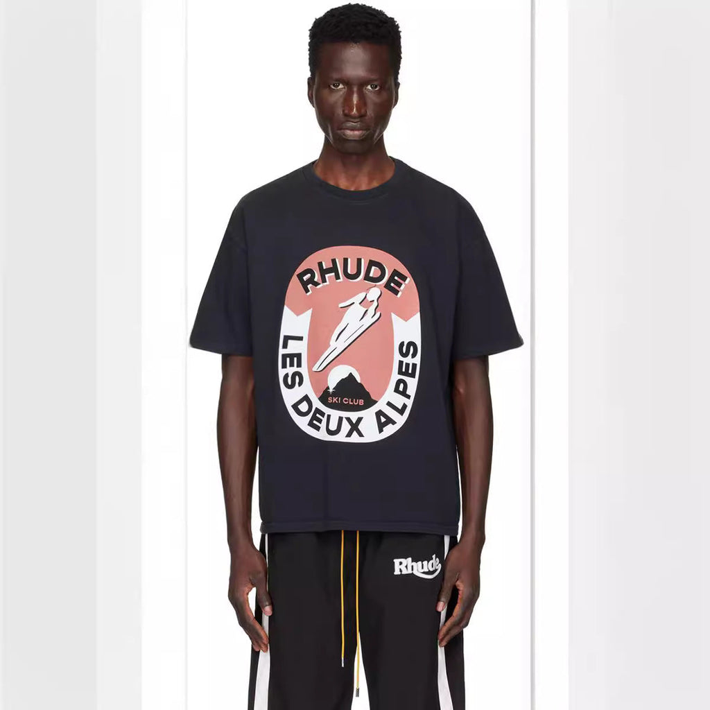 Rhude T-shirt Ski Theme Letter Print Short Sleeve T-shirt