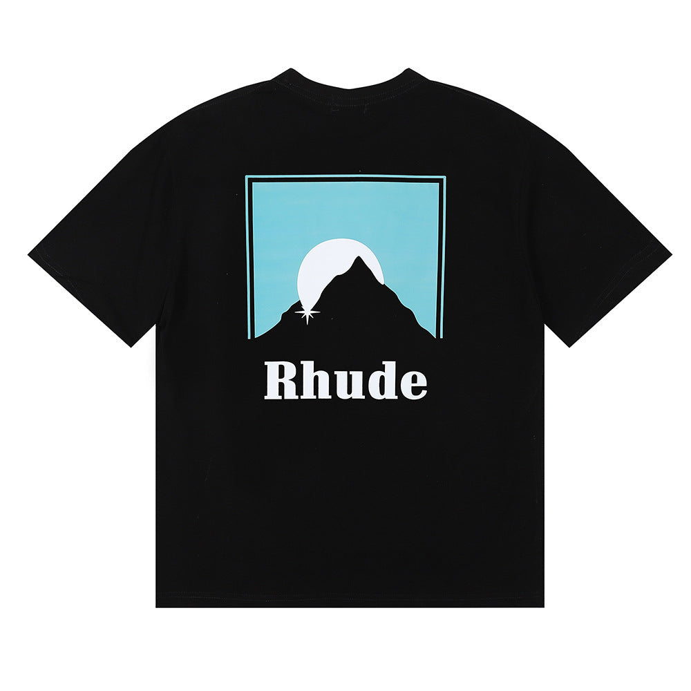 Rhude T-shirt Sunset Classic Alphabet Print Short Sleeve T-shirt