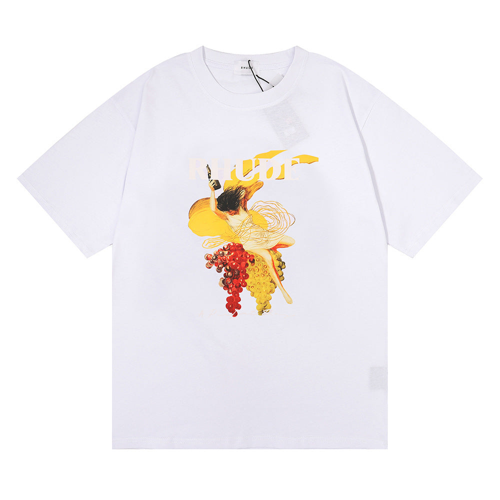 Rhude T-shirt Micro Label Alphabet Art Abstract Short Sleeve T-shirt