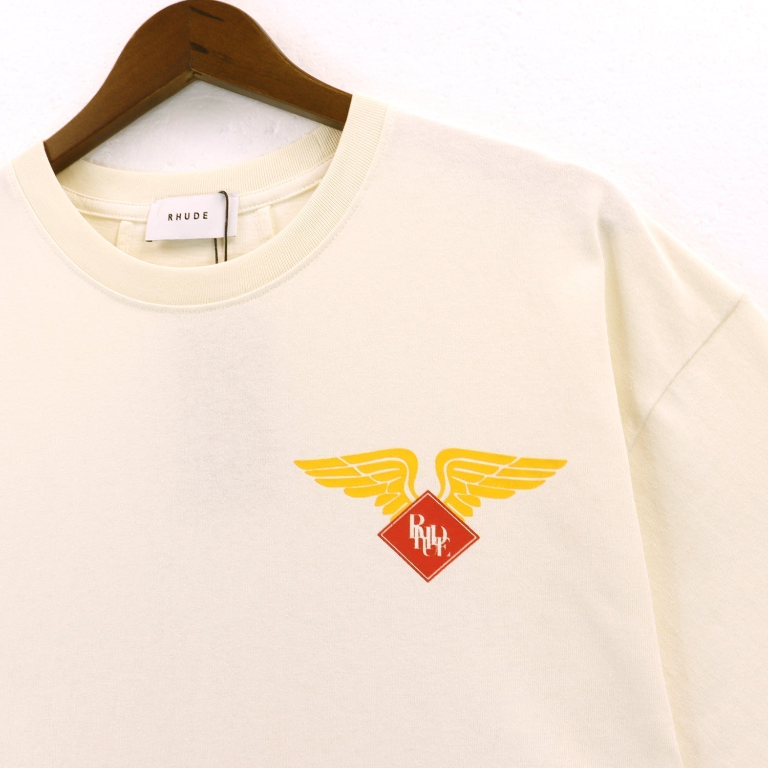 Rhude T-shirt Label Wings Alphabet Earth Print Short Sleeve T-shirt