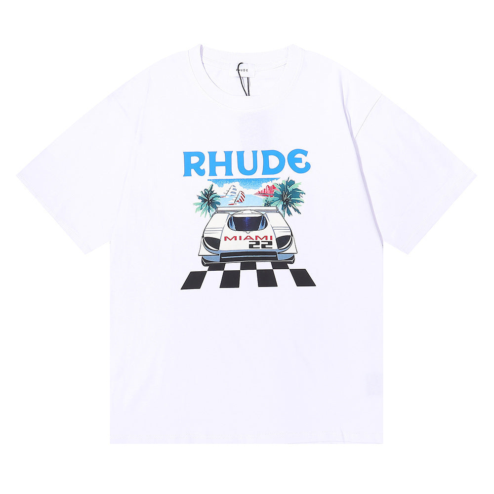 Rhude T-shirt F1 Racing Letter Logo Pattern Short Sleeve T-shirt