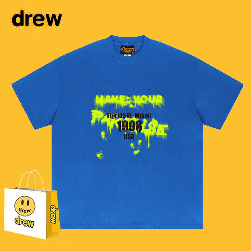 Drew T-shirts Smiley Face Short-Sleeved T-shirt Men's Short-Sleeved T-shirt