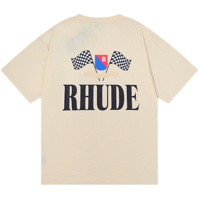 Rhude T-shirt Alphabet Flag Print Short Sleeve T-shirt