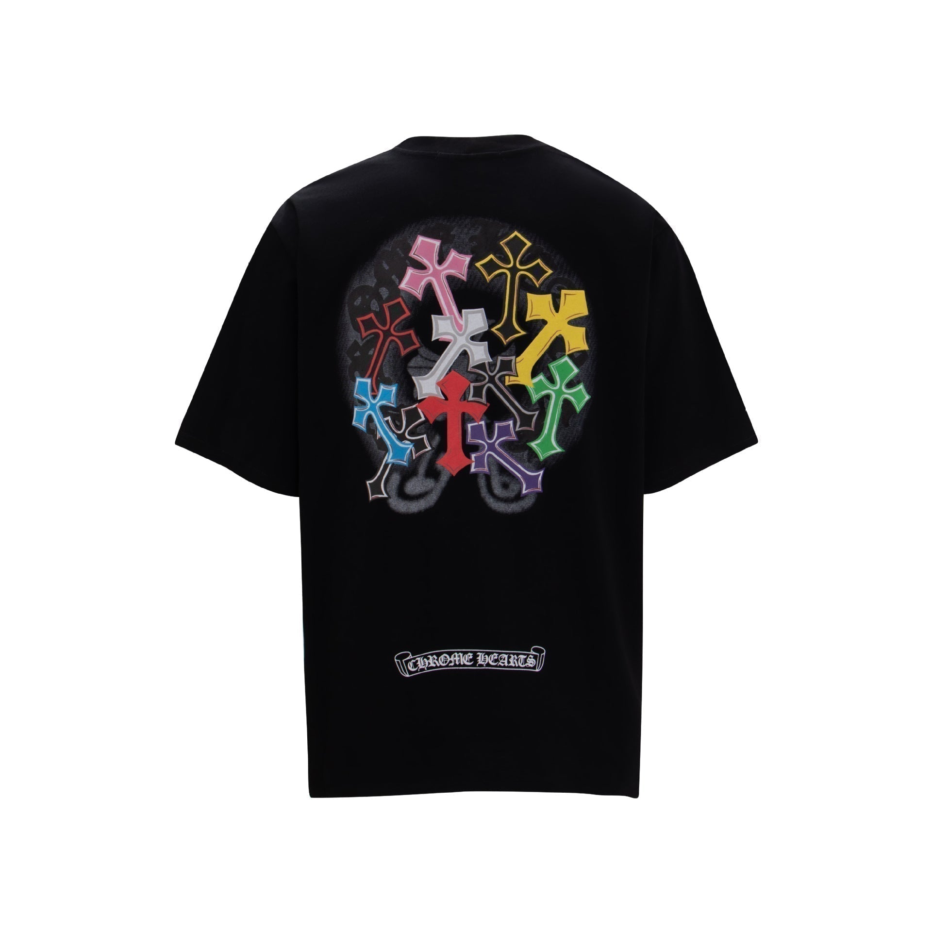 Chrome Heart T Shirts Sanskrit Rainbow Cross Foam Short Sleeve T-Shirt