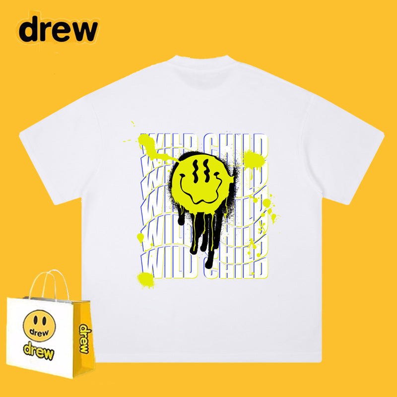 Drew T-shirts Smiley Face Alphabet Graffiti Print