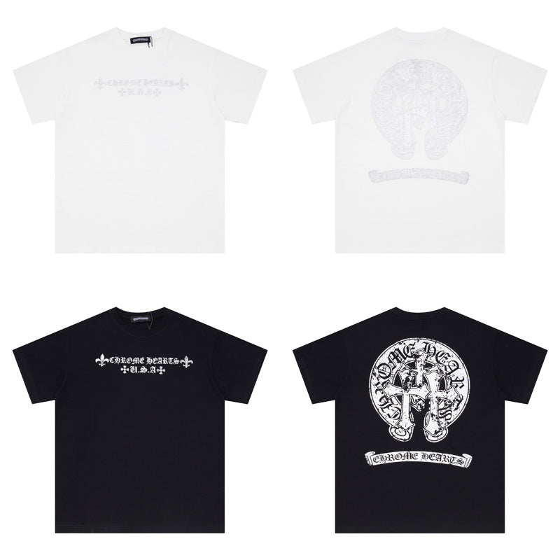 Chrome Heart T Shirts Croix Sanskrit Cross Horseshoe Old T-Shirt