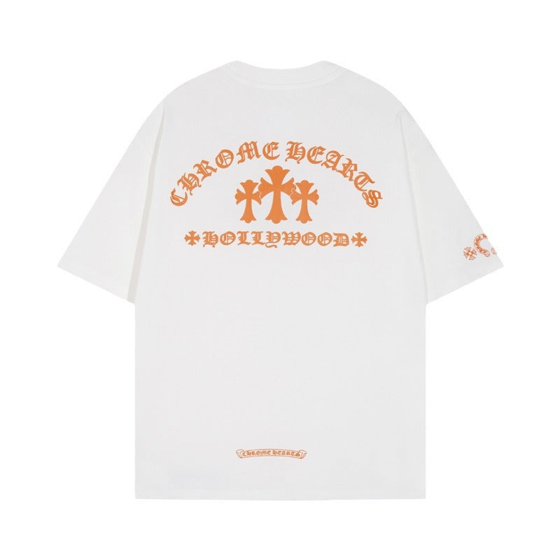 Chrome Heart T Shirts CROW Summer Short Sleeve Embroidery Crew Neck Loose