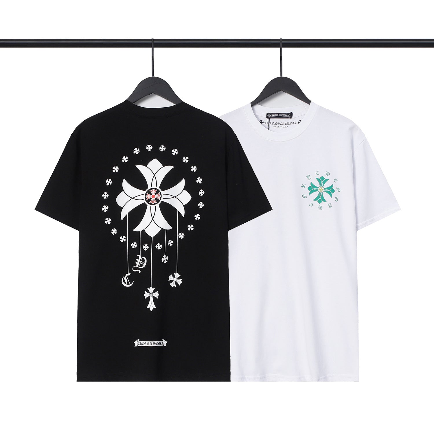 Chrome Heart T Shirts Cross Casual Loose Cotton Crew Neck T-Shirt