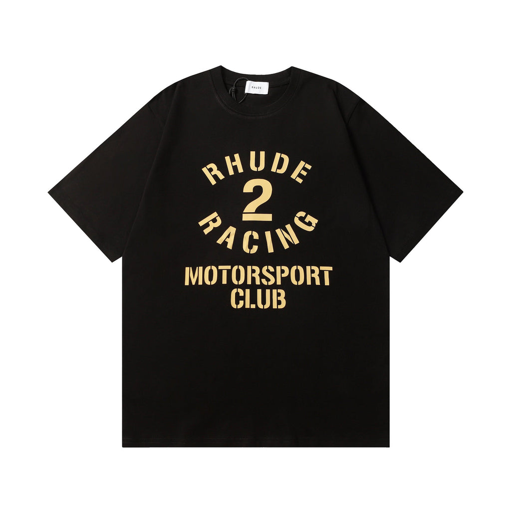 Rhude T-shirt Racing Club Alphabet Slogan Printed Short Sleeve T-shirt