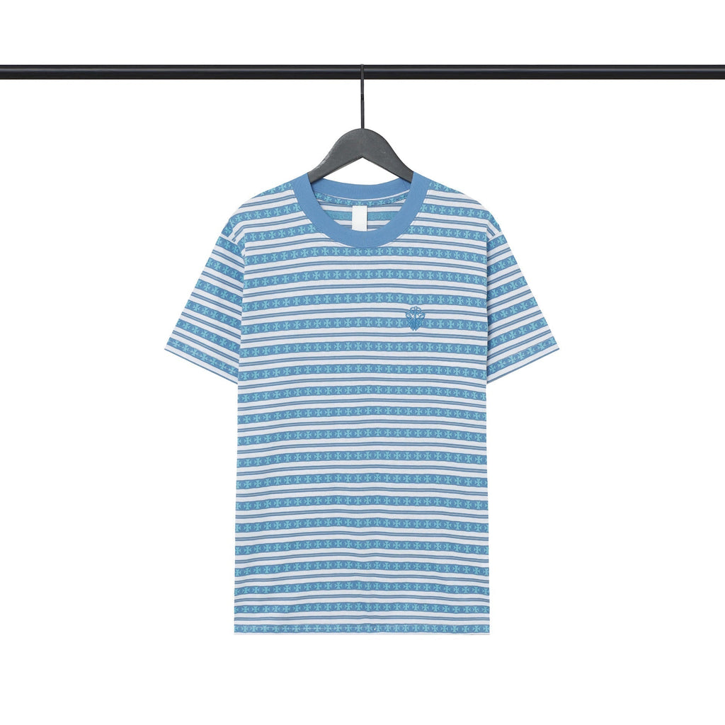 Chrome Heart T Shirts Poison Home Stripe Jacquard Embroidery Short Sleeve Couple T-Shirt