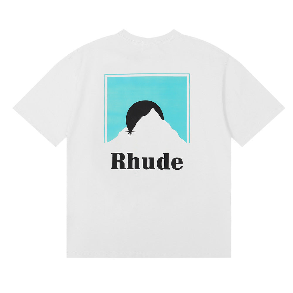 Rhude T-shirt Sunset Classic Alphabet Print Short Sleeve T-shirt