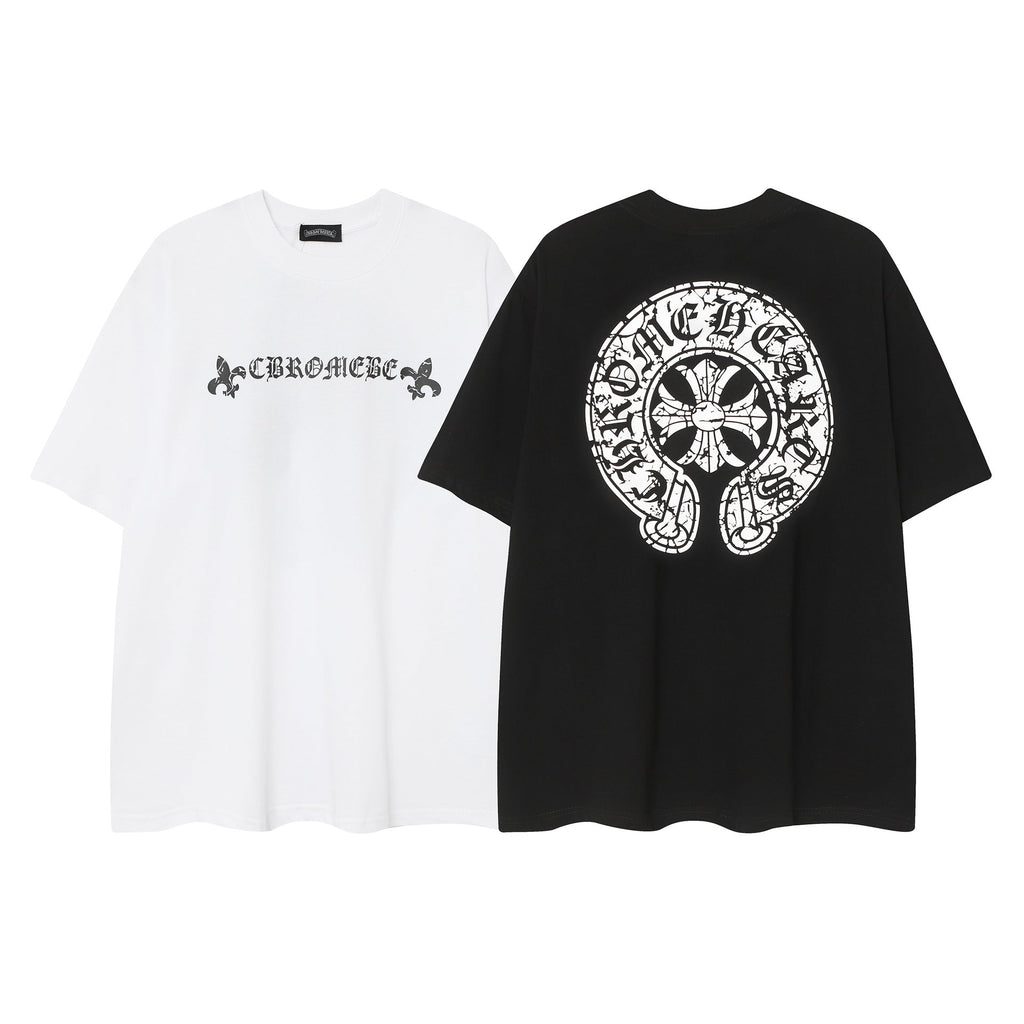Chrome Heart T Shirts Horseshoe Cross Old Retro Fashion Men's and Women's Short Sleeve T-Shirt