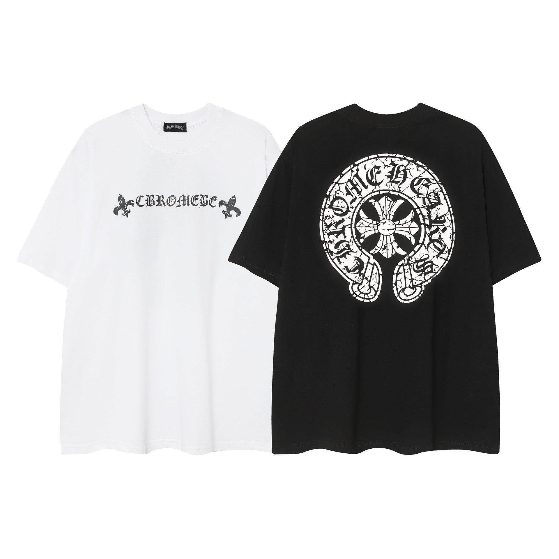 Chrome Heart T Shirts Horseshoe Cross Old Retro Fashion Men's and Women's Short Sleeve T-Shirt