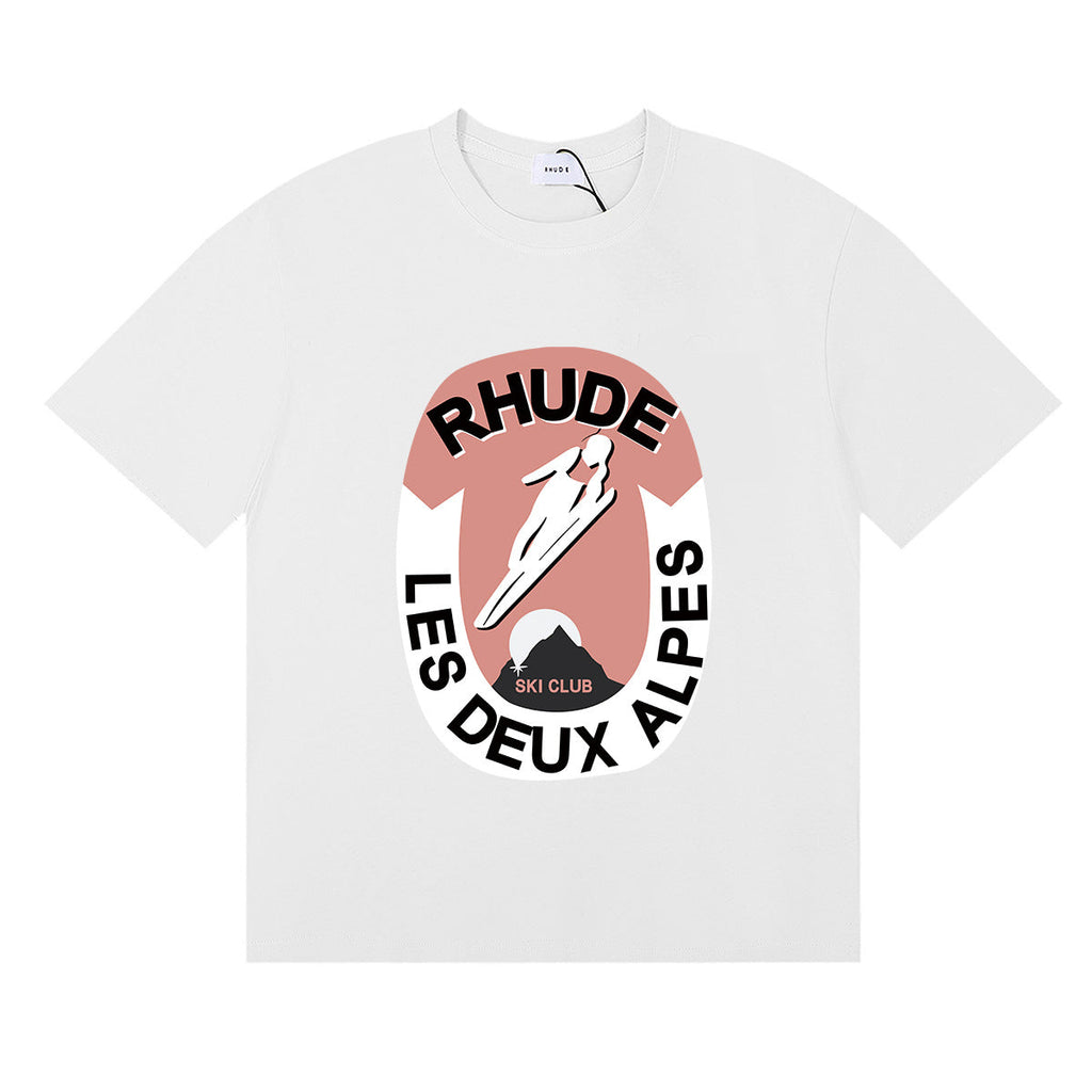 Rhude T-shirt Ski Theme Letter Print Short Sleeve T-shirt
