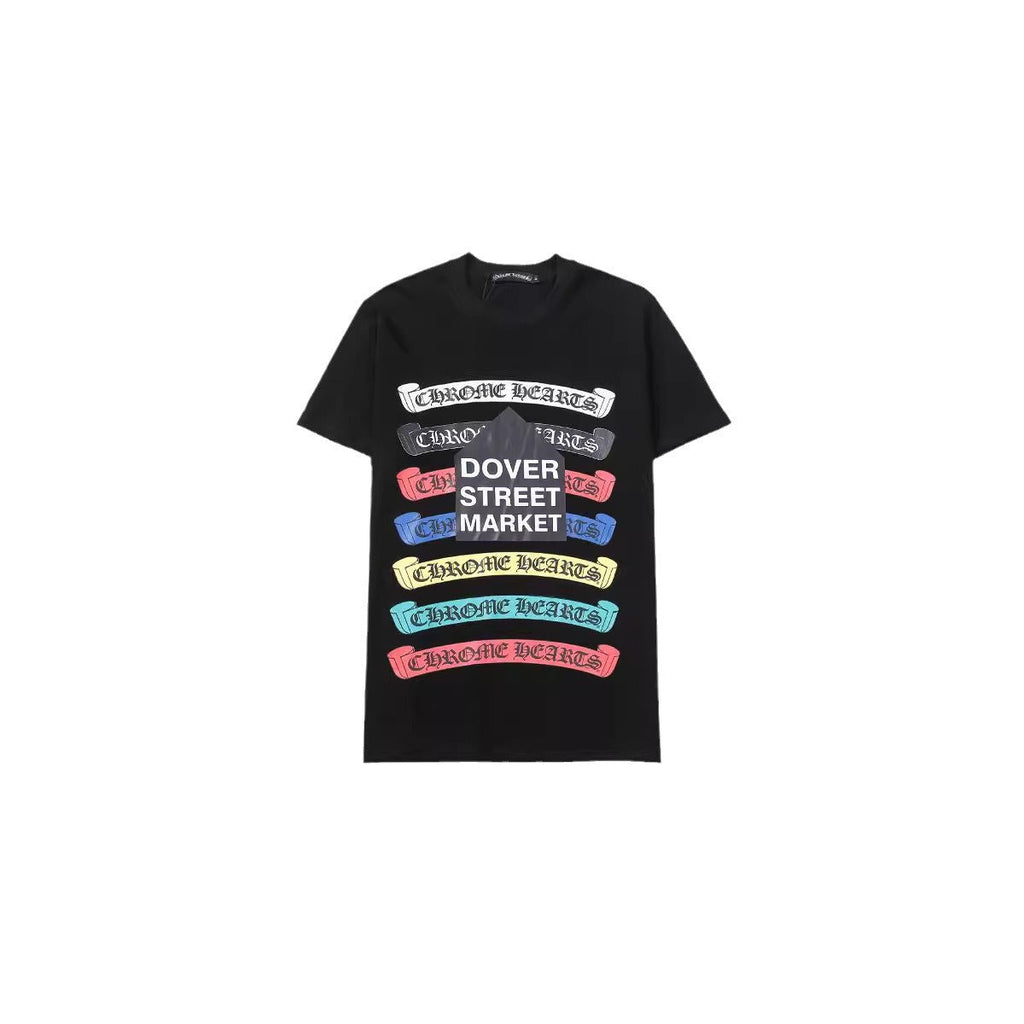Chrome Heart T Shirts Croix Cross Color Leather Printed Short Sleeve T-Shirt