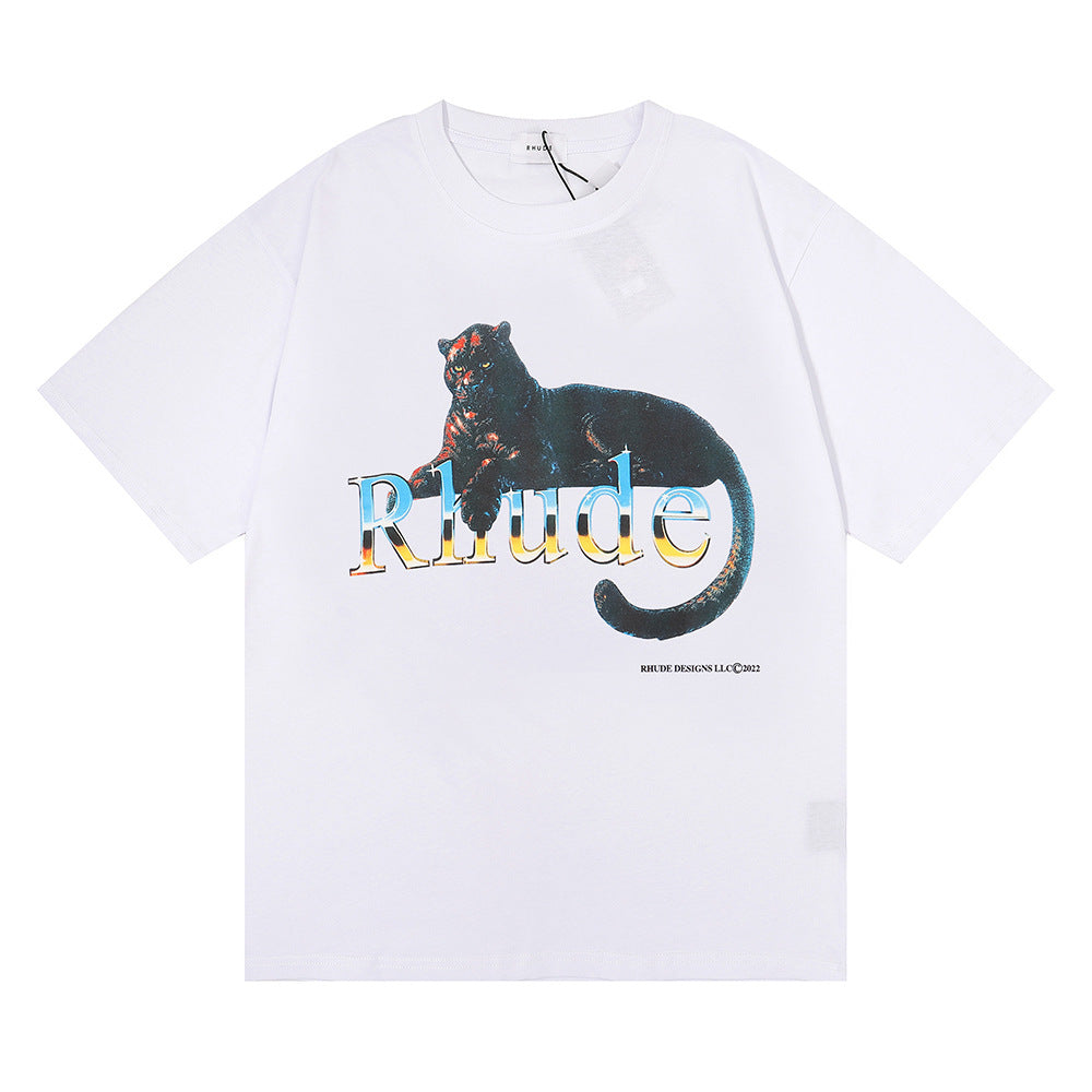 Rhude T-shirt Black Panther Letter Print Short Sleeve T-shirt