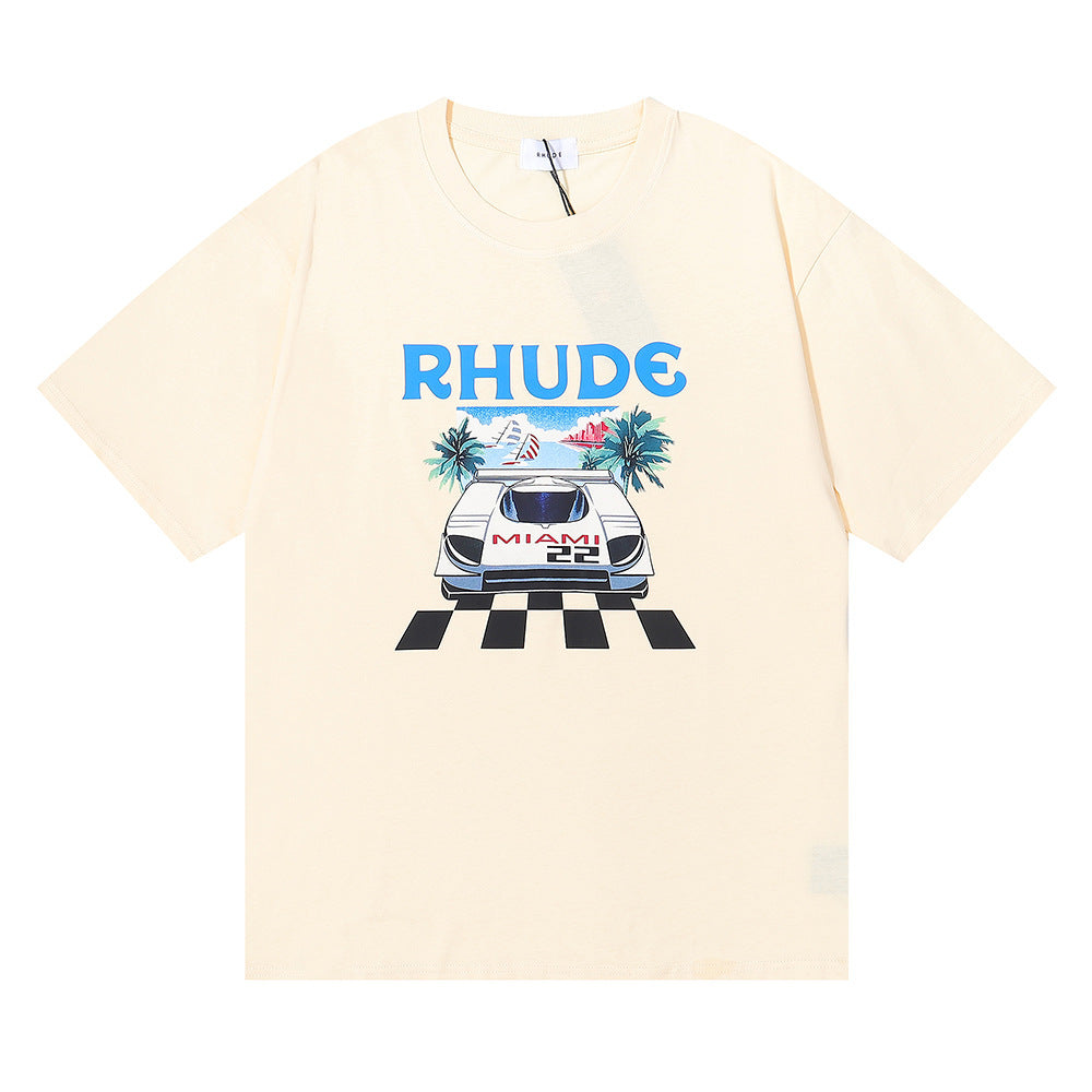 Rhude T-shirt F1 Racing Letter Logo Pattern Short Sleeve T-shirt