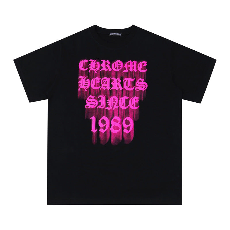 Chrome Heart T Shirts Croix Cross Leather Printed Short Sleeve T-Shirt