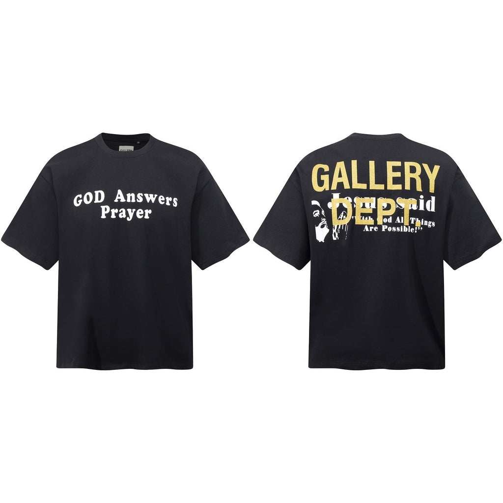 Gallery Dept T-Shirt Bronzing Letter Slogan Printed Short Sleeve T-Shirt
