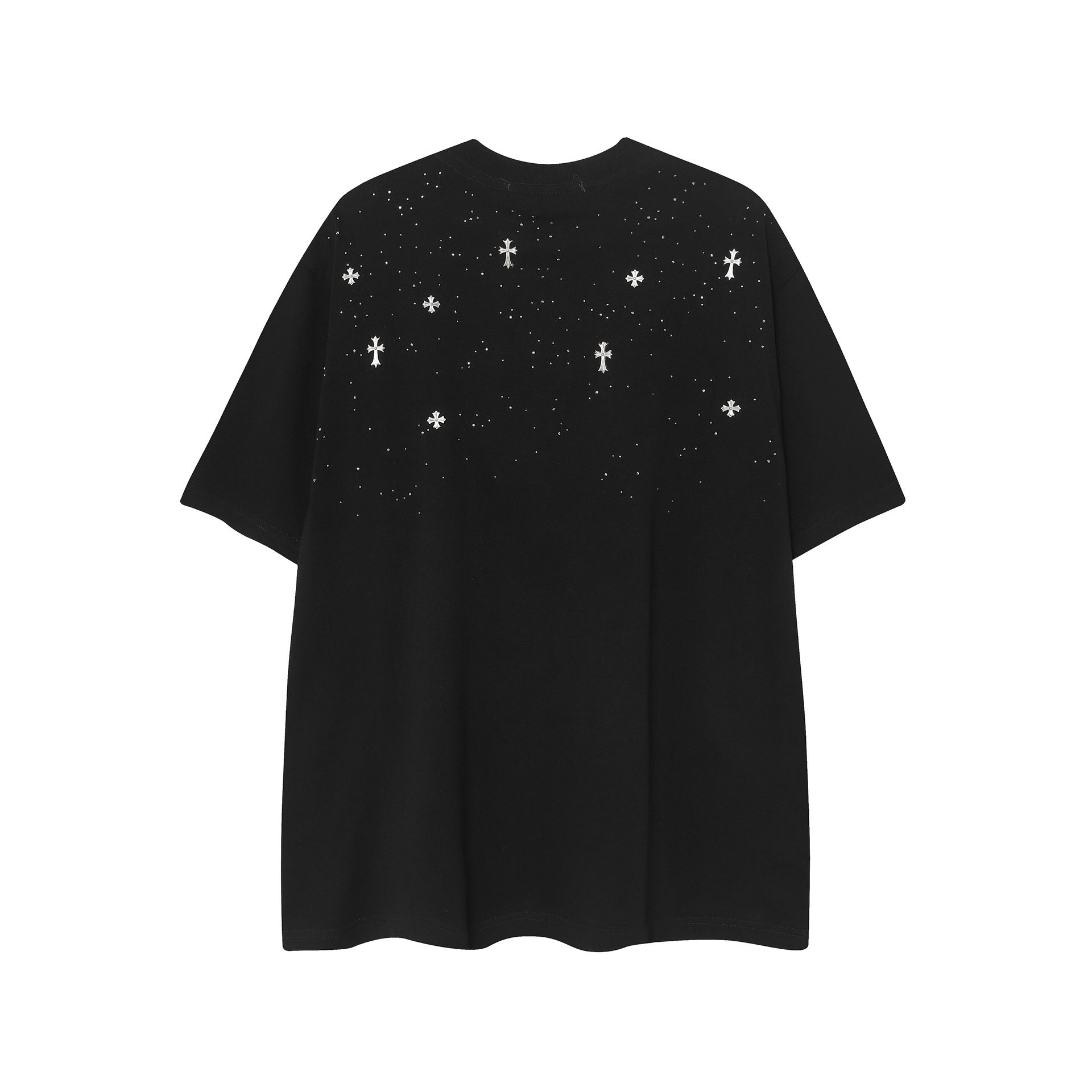 Chrome Heart T Shirts CH Gypsy Hot Diamond Cross Crew Neck Short Sleeve T-Shirt